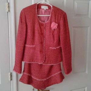 Liz Claiborne Suits Pink Tweed Suit